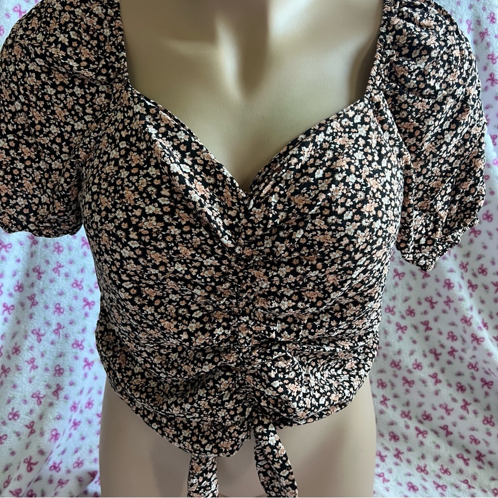 Floral Black and White Women's Top